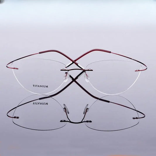 Unisex Cat Eye Rimless Titanium Prescription Glasses 20003 — view 1 | Rx Spectacle