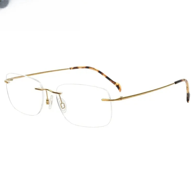 Unisex Square Rimless Titanium Prescription Glasses 416021 — view 5 | Rx Spectacle