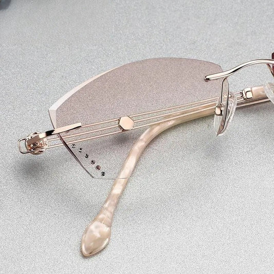 Women's Oval Rimless Titanium Prescription Glasses 52008 — view 1 | Rx Spectacle