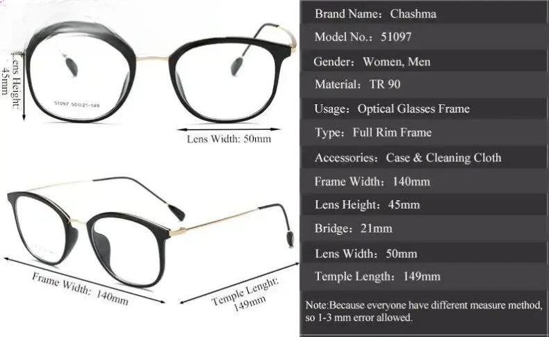 Unisex Square Full Rim Titanium Prescription Glasses 51097 — view 2 | Rx Spectacle