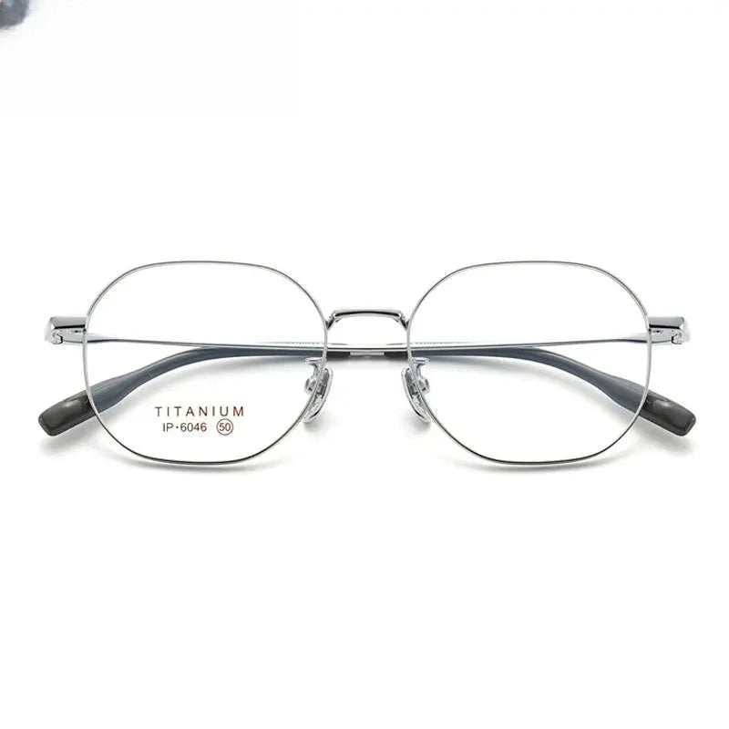 Women's Oval Full Rim Titanium Flat Top Prescription Glasses 406046 — view 3 | Rx Spectacle
