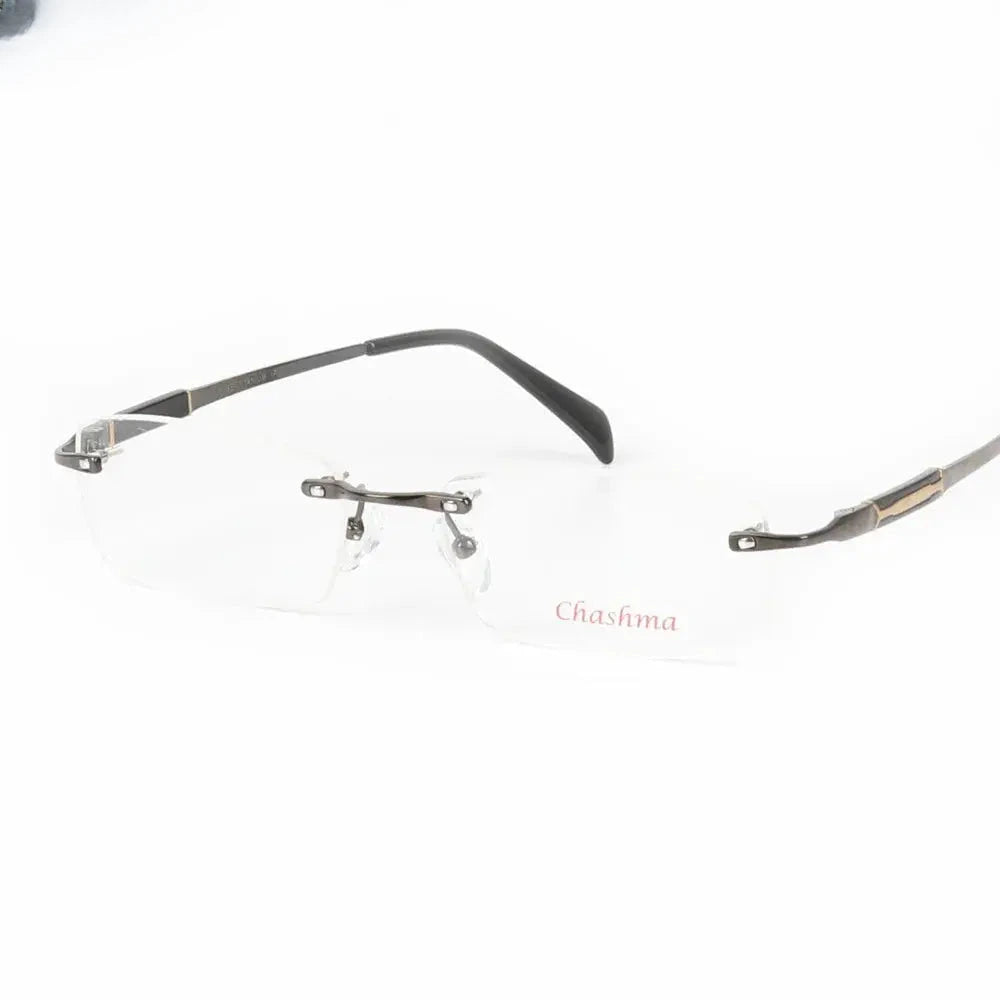 Unisex Square Rimless Titanium Prescription Glasses 66277 — view 2 | Rx Spectacle