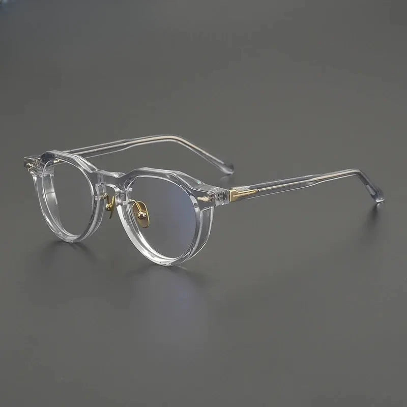 Unisex Round Full Rim Acetate Flat Top Prescription Glasses Gx2261 — view 3 | Rx Spectacle