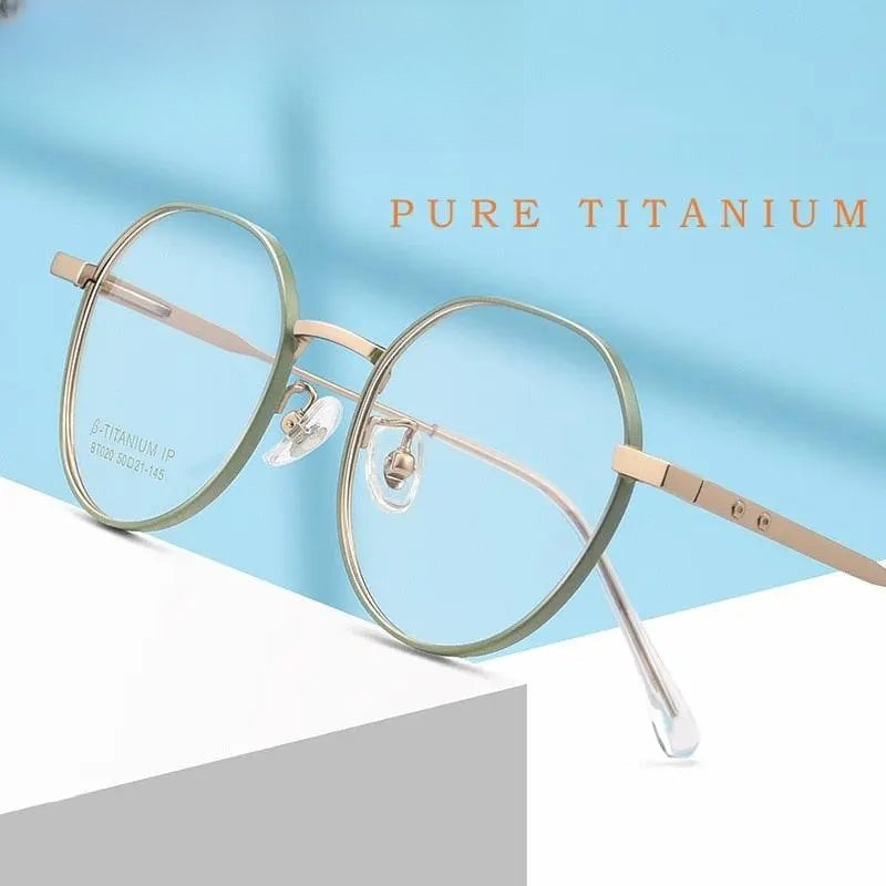 Unisex Polygon Full Rim Titanium Prescription Glasses Bt020t — view 1 | Rx Spectacle