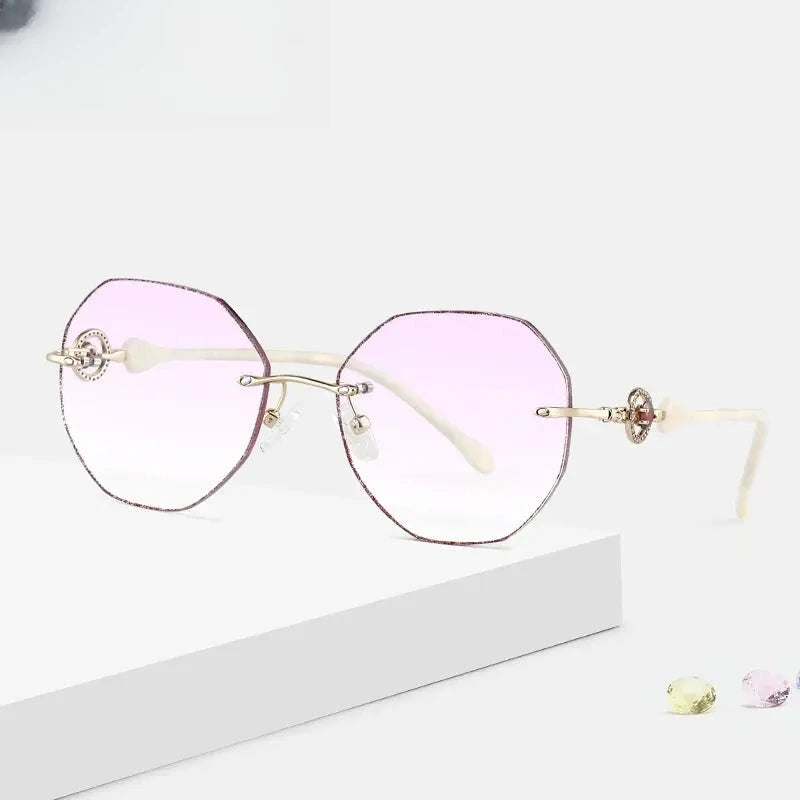 Women's Polygon Rimless Titanium Oversized Prescription Glasses 309776 — view 4 | Rx Spectacle