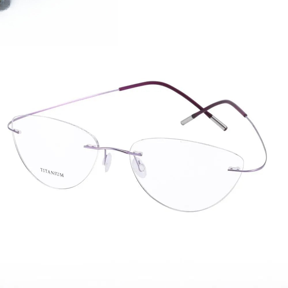 Unisex Cat Eye Rimless Titanium Prescription Glasses 20003 — view 3 | Rx Spectacle