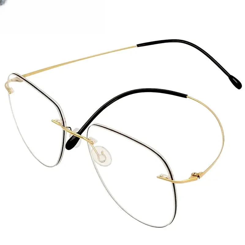 Unisex Oval Rimless Titanium Prescription Glasses Kr05 — view 2 | Rx Spectacle