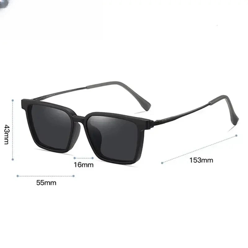 Unisex Square Full Rim Titanium Clip-On Prescription Glasses 972176 — view 2 | Rx Spectacle