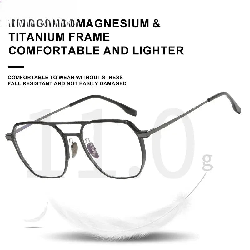 Unisex Square Full Rim Titanium Double Bridge Prescription Glasses V2239 — view 4 | Rx Spectacle