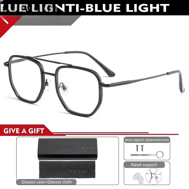 Unisex Oval Full Rim Titanium Double Bridge Reading Glasses 621361 — view 3 | Rx Spectacle
