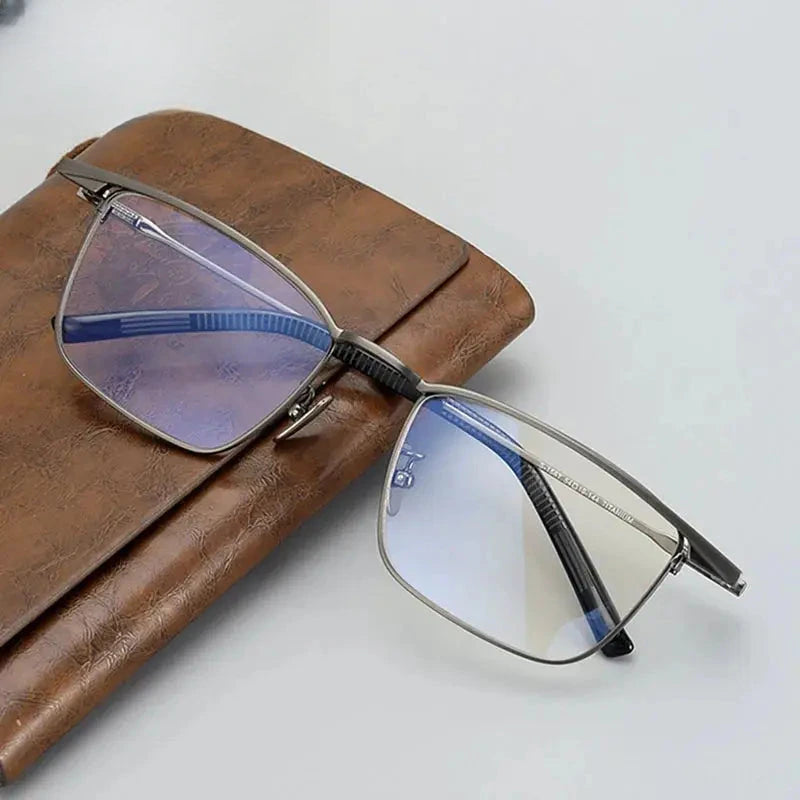 Unisex Browline Full Rim Titanium Oversized Prescription Glasses 881156 — view 1 | Rx Spectacle