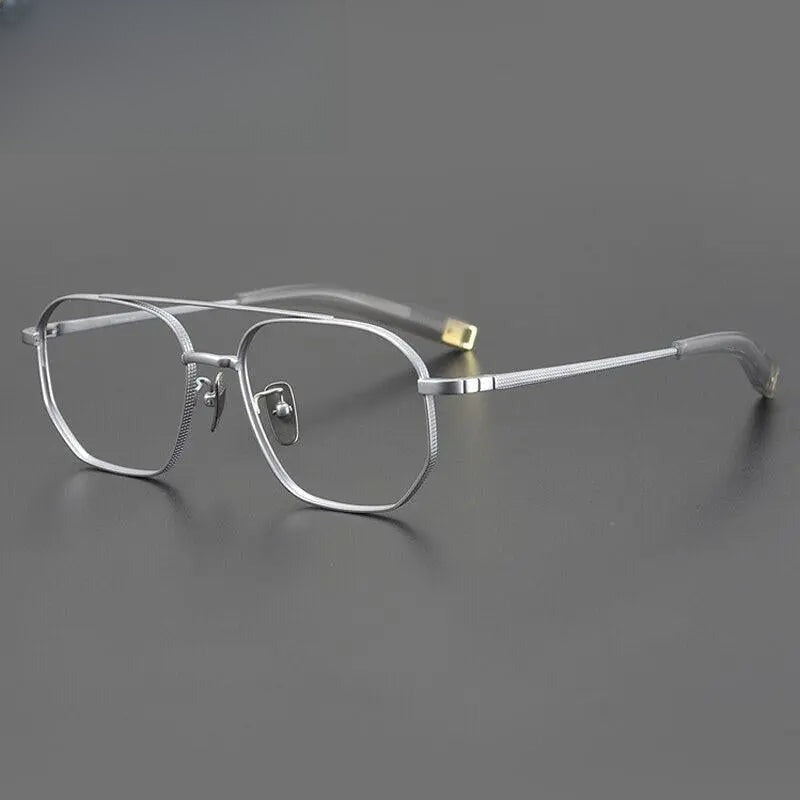 Unisex Round Full Rim Titanium Double Bridge Prescription Glasses Gxyj900 — view 5 | Rx Spectacle