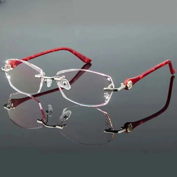 Women's Oval Rimless Titanium Prescription Glasses 58031 — view 5 | Rx Spectacle