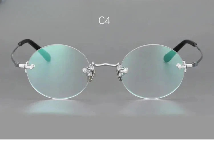 Unisex Round Rimless Titanium Reading Glasses 4643 — view 6 | Rx Spectacle