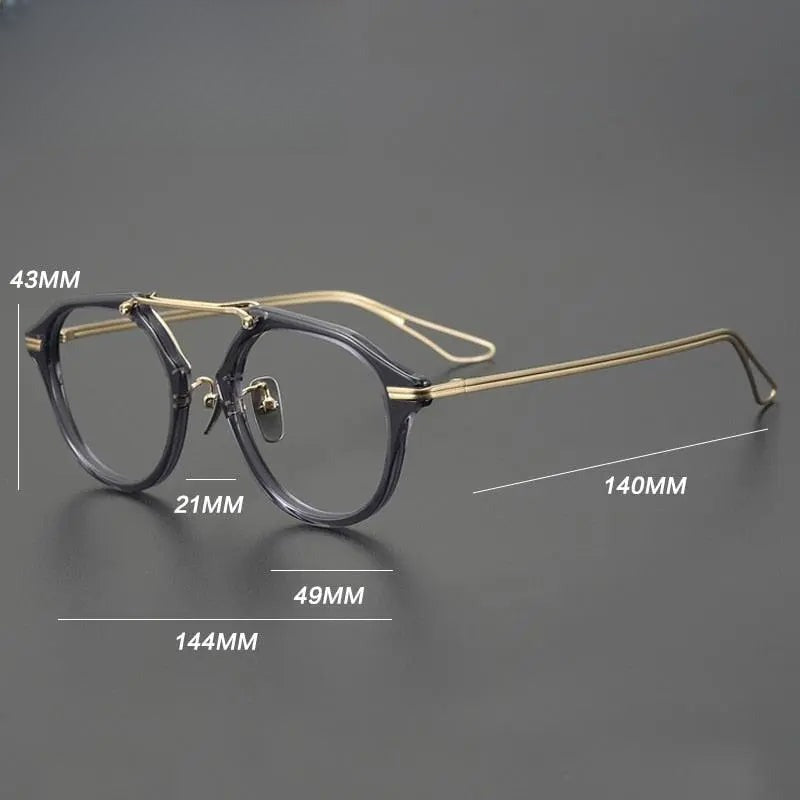 Unisex Oval Full Rim Titanium Double Bridge Prescription Glasses Gxyj925 — view 7 | Rx Spectacle