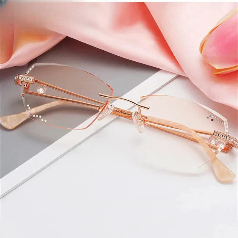 Women's Oval Rimless Titanium Prescription Glasses 3010 — view 2 | Rx Spectacle