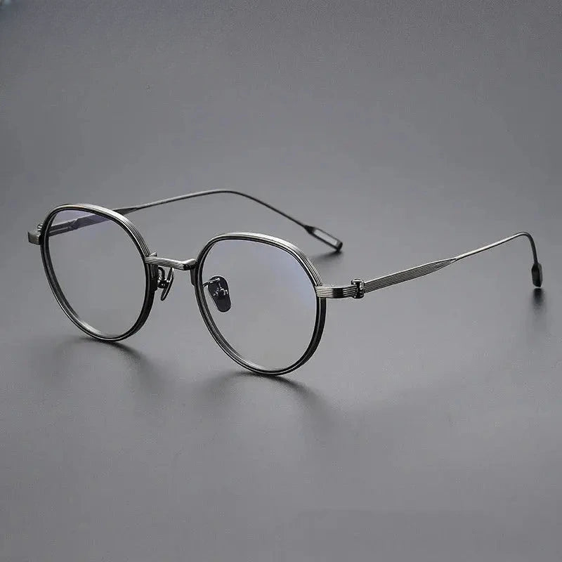 Unisex Round Full Rim Titanium Flat Top Prescription Glasses 581161 — view 5 | Rx Spectacle