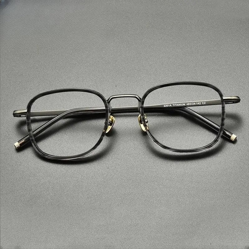 Unisex Square Full Rim Titanium Prescription Glasses Gxyj848 — view 8 | Rx Spectacle