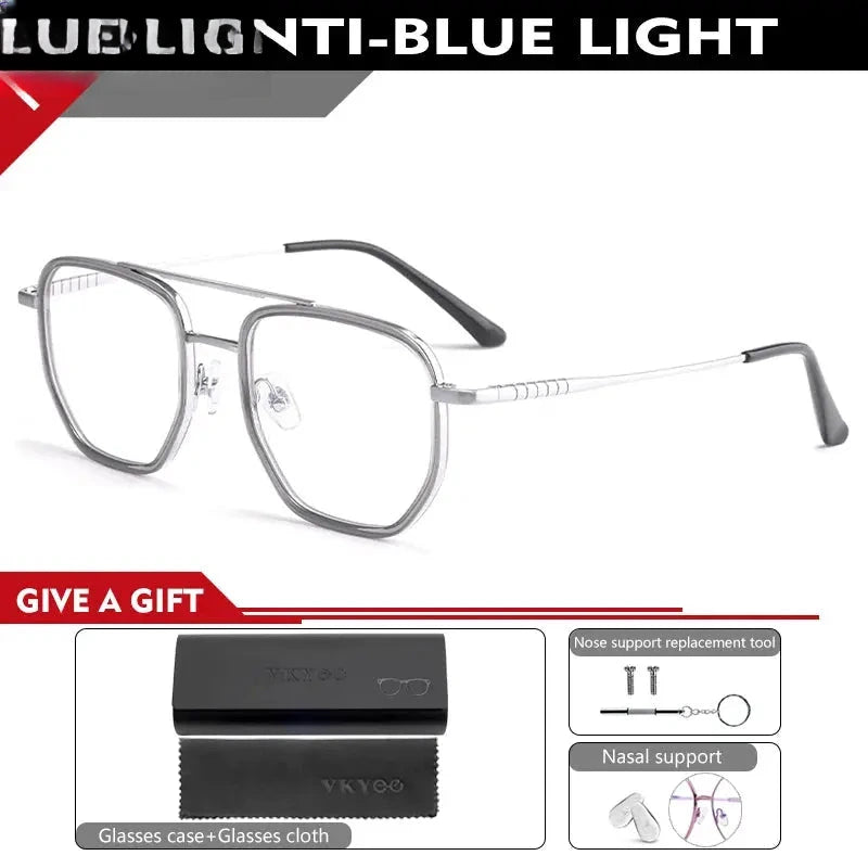 Unisex Oval Full Rim Titanium Double Bridge Reading Glasses 621361 — view 4 | Rx Spectacle
