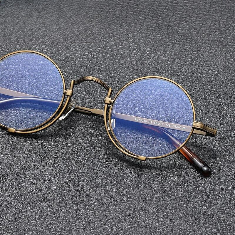 Unisex Round Full Rim Titanium Prescription Glasses Gxyj998 — view 10 | Rx Spectacle