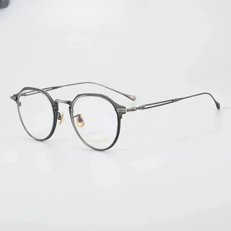 Unisex Oval Full Rim Titanium Prescription Glasses 611061 — view 5 | Rx Spectacle