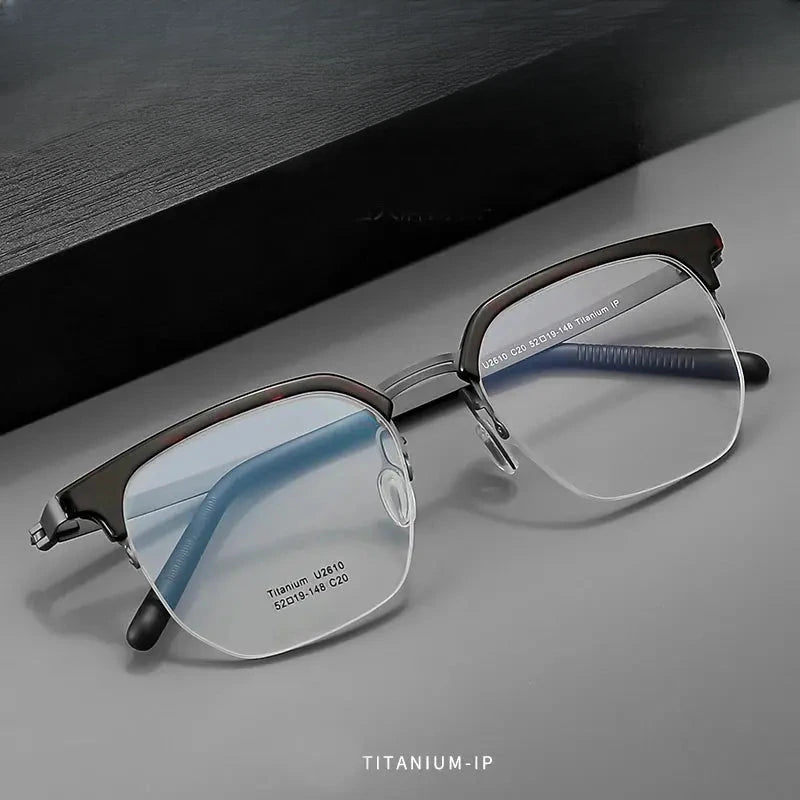 Unisex Square Full Rim Titanium Prescription Glasses 2610 — view 1 | Rx Spectacle