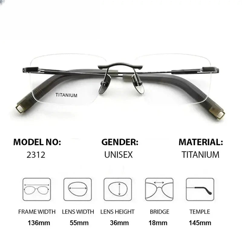Women's Square Rimless Titanium Prescription Glasses 572312 — view 2 | Rx Spectacle