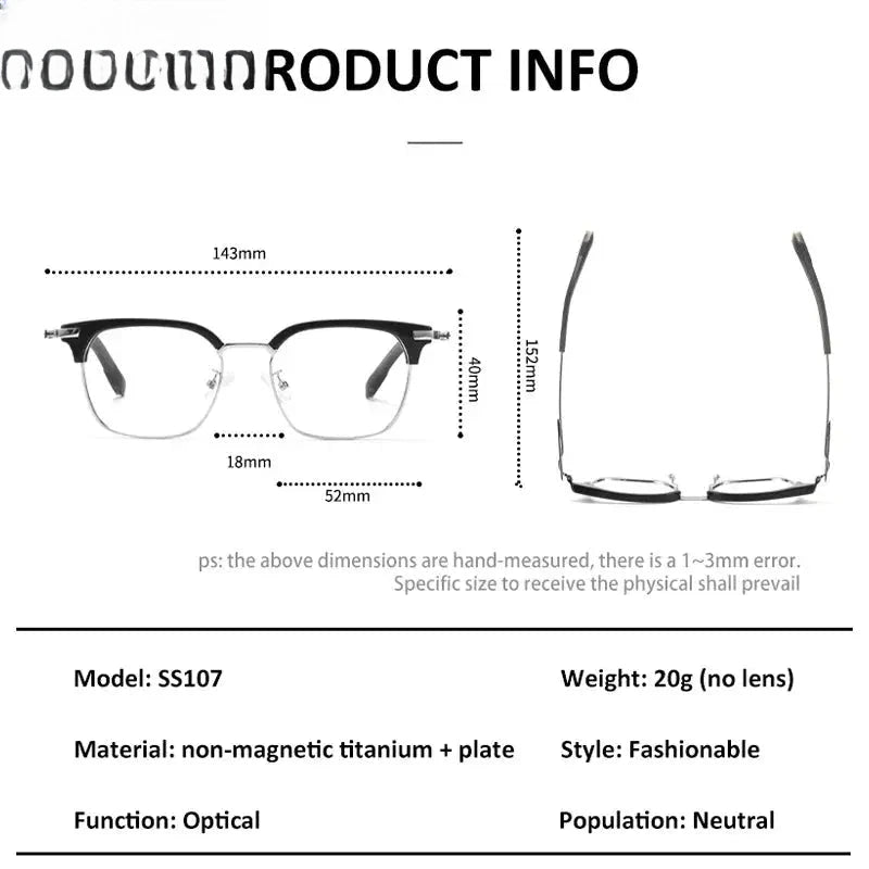 Unisex Square Full Rim Titanium Reading Glasses 814107 — view 2 | Rx Spectacle