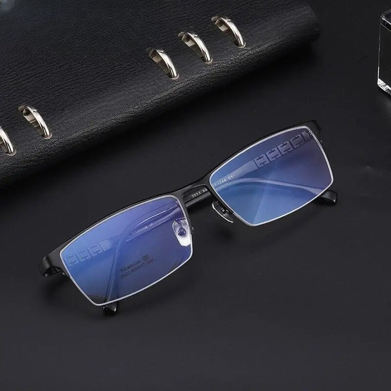 Men's Rectangular Semi-Rimless Titanium Prescription Glasses 2022 — view 1 | Rx Spectacle