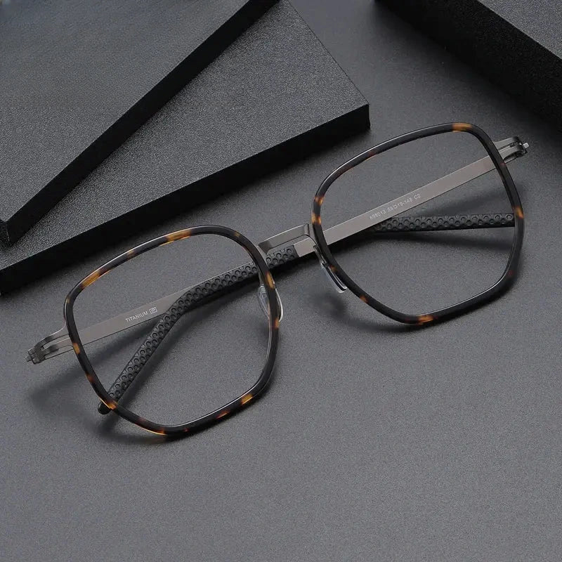 Men's Polygon Full Rim Titanium Oversized Prescription Glasses 698013 — view 1 | Rx Spectacle