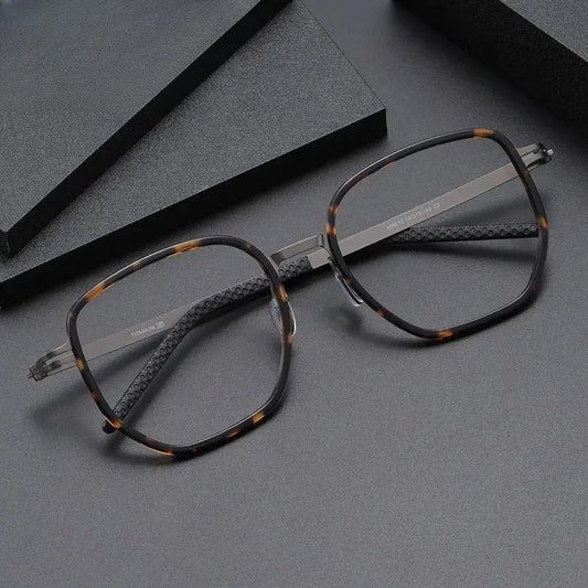 Men's Polygon Full Rim Titanium Oversized Prescription Glasses 698013 — view 1 | Rx Spectacle