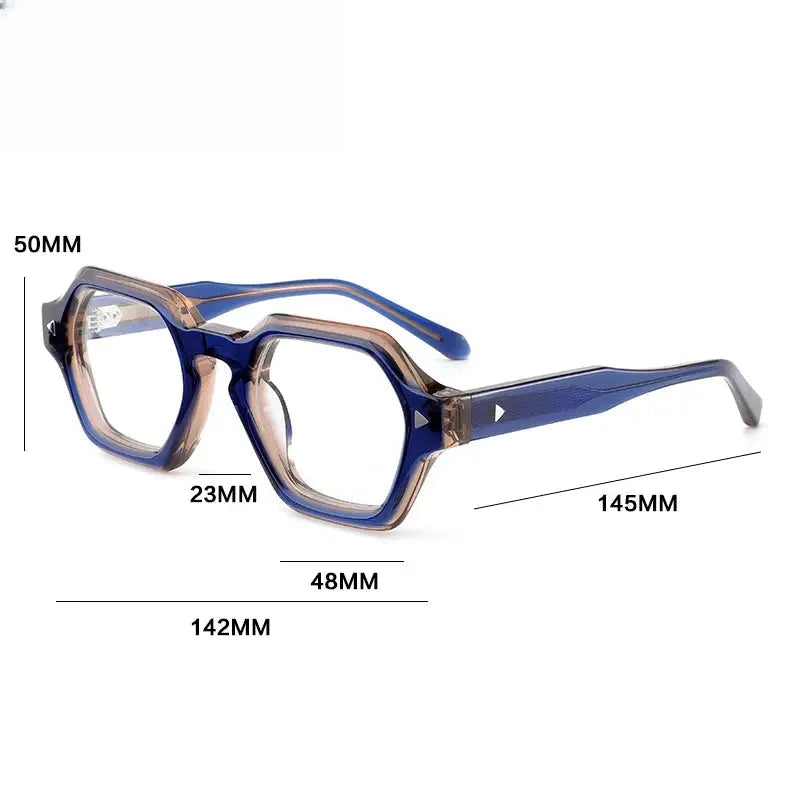Unisex Polygon Full Rim Acetate Prescription Glasses G66307 — view 2 | Rx Spectacle