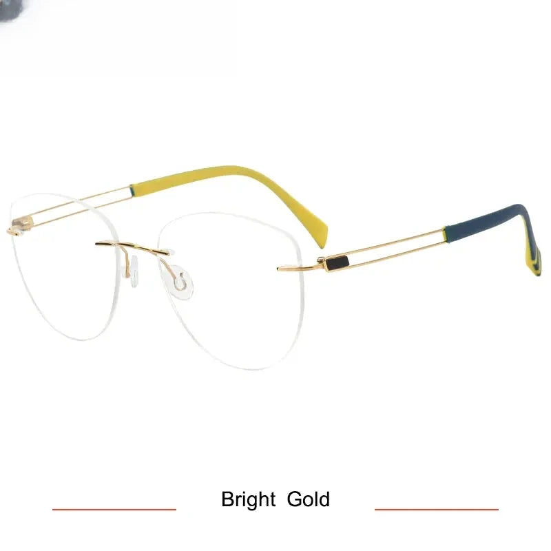 Women's Cat Eye Rimless Titanium Prescription Glasses 716078 — view 5 | Rx Spectacle