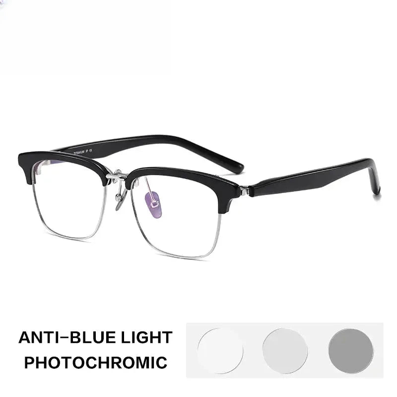 Unisex Square Full Rim Titanium Reading Glasses 62796 — view 5 | Rx Spectacle