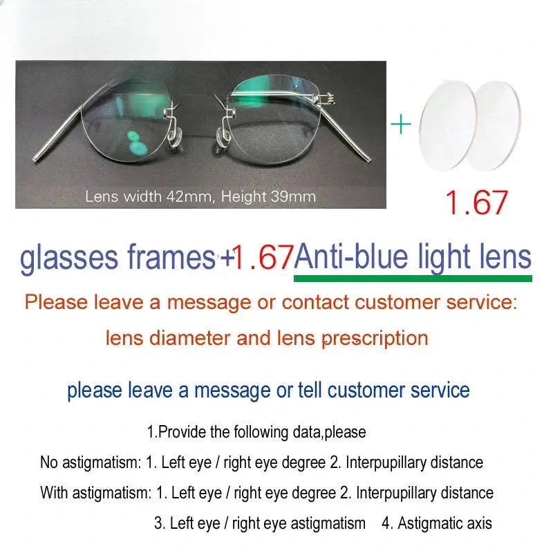Unisex Oval Rimless Stainless Steel Screwless Prescription Glasses 313533 — view 2 | Rx Spectacle