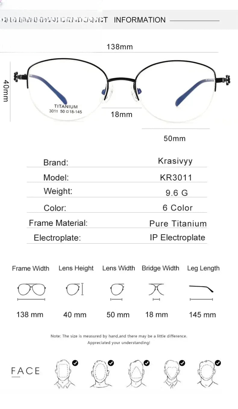 Women's Oval Semi-Rimless Titanium Prescription Glasses 63011 — view 2 | Rx Spectacle