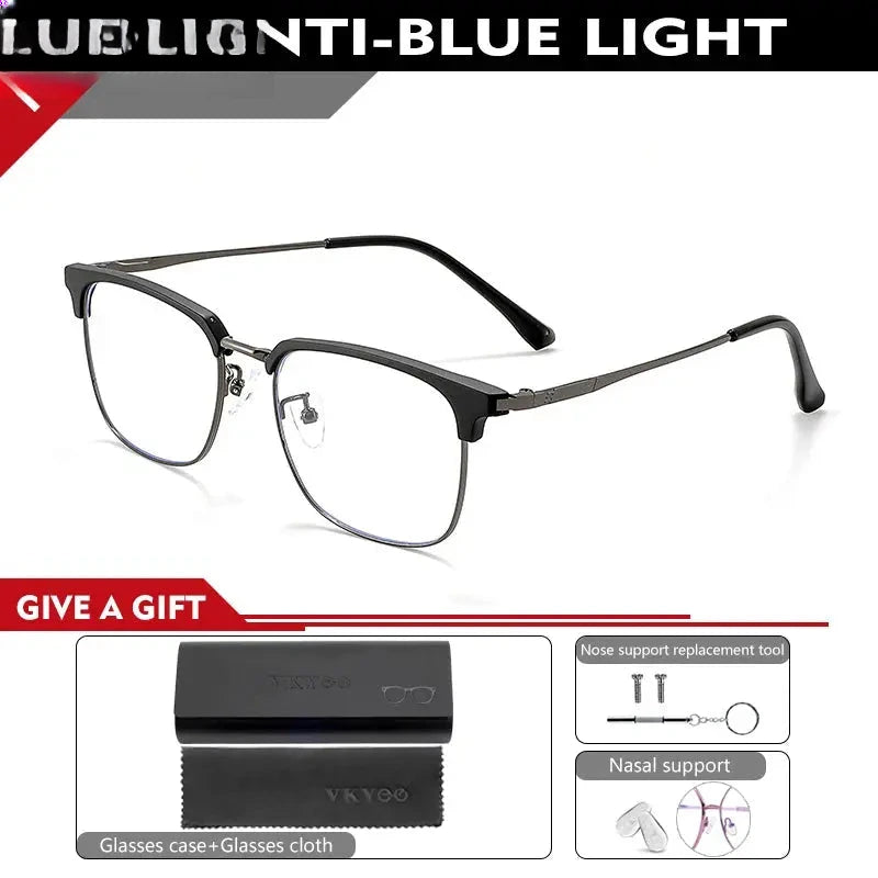 Men's Square Full Rim Titanium Reading Glasses 8026 — view 10 | Rx Spectacle