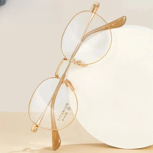 Women's Oval Full Rim Titanium Prescription Glasses 406142 — view 1 | Rx Spectacle