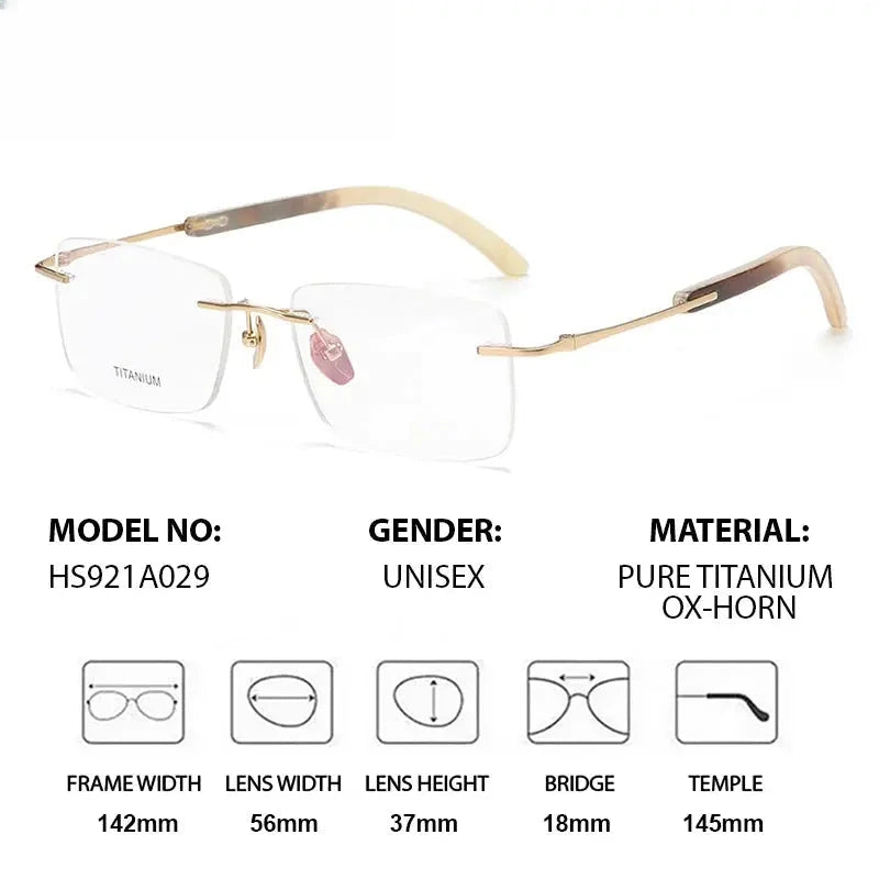 Men's Square Rimless Titanium Prescription Glasses 921029 — view 2 | Rx Spectacle