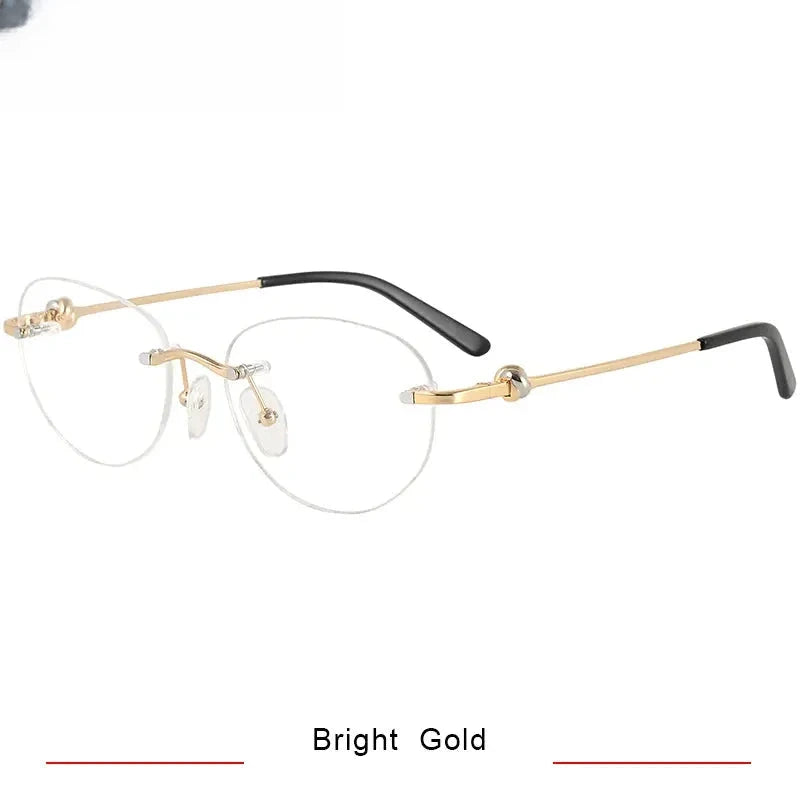 Women's Oval Rimless Titanium Prescription Glasses 420224 — view 3 | Rx Spectacle
