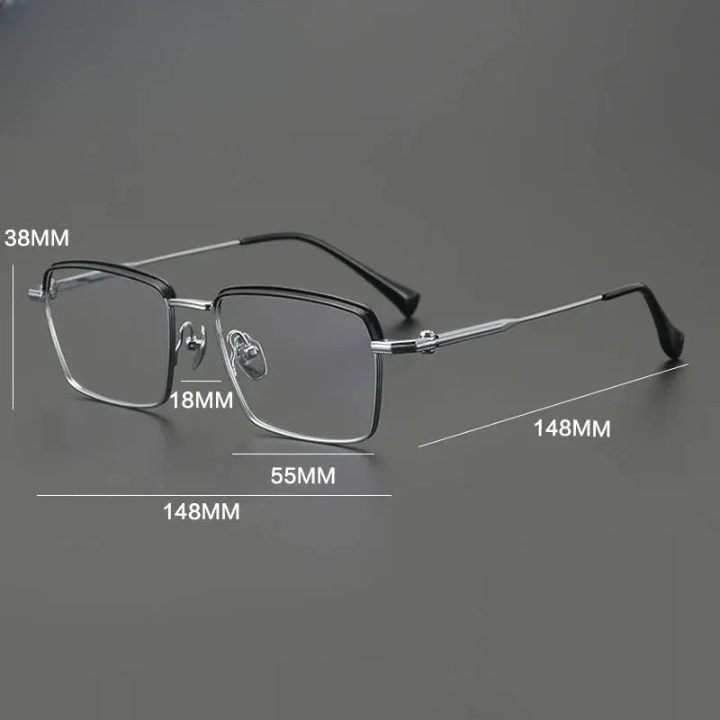 Unisex Square Full Rim Titanium Prescription Glasses Gxyj4006 — view 2 | Rx Spectacle