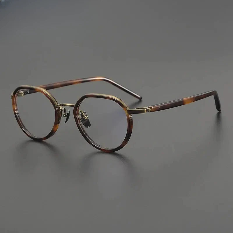 Unisex Round Full Rim Titanium Flat Top Prescription Glasses G2171 — view 4 | Rx Spectacle