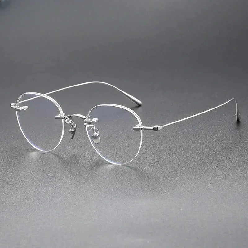 Women's Oval Semi-Rimless Titanium Prescription Glasses 61141 — view 6 | Rx Spectacle