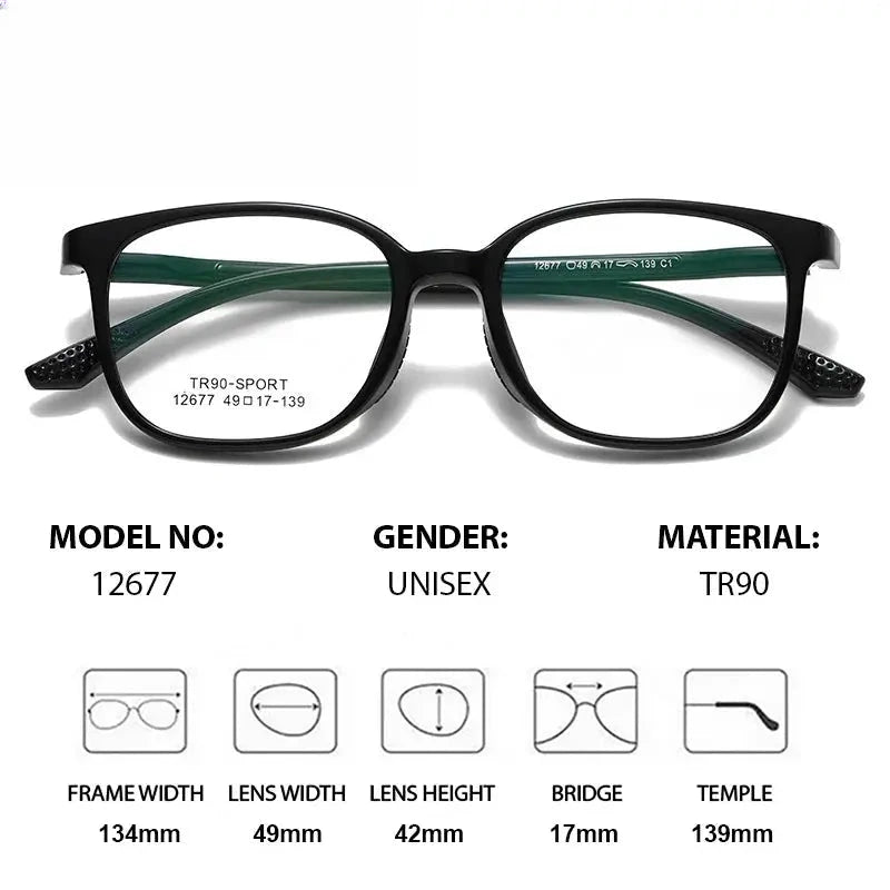 Women's Square Full Rim TR90 Prescription Glasses 612677 — view 2 | Rx Spectacle
