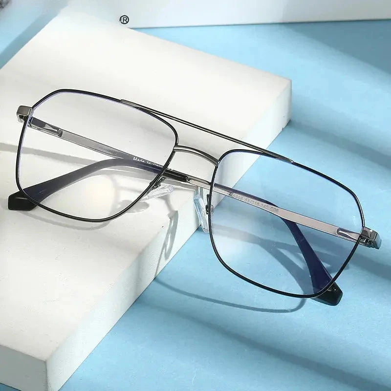 Unisex Square Full Rim Alloy Double Bridge Reading Glasses 6908 — view 1 | Rx Spectacle