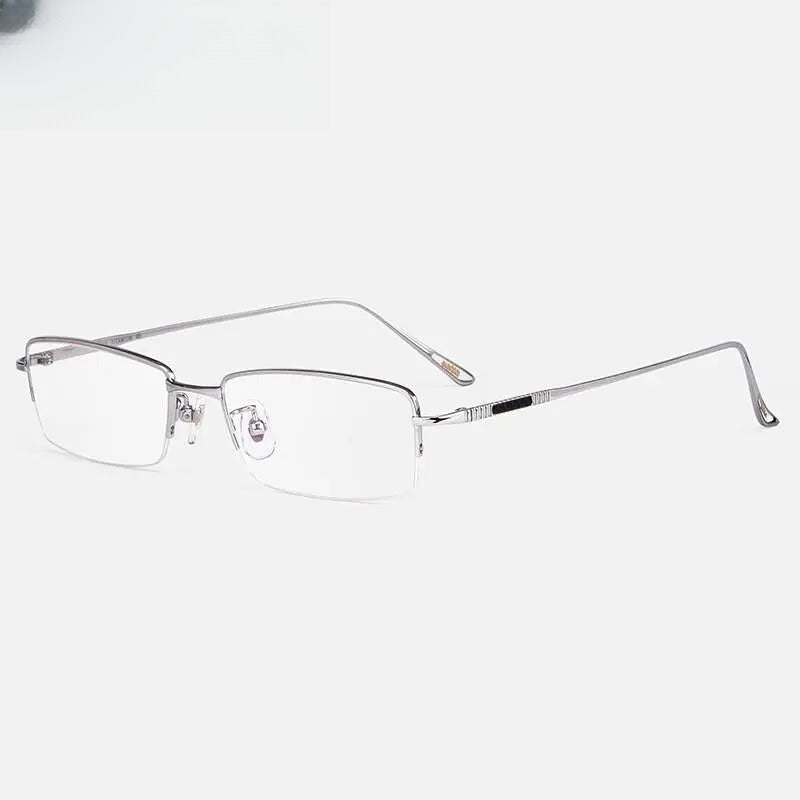 Men's Square Semi-Rimless Titanium Prescription Glasses 8961 — view 3 | Rx Spectacle