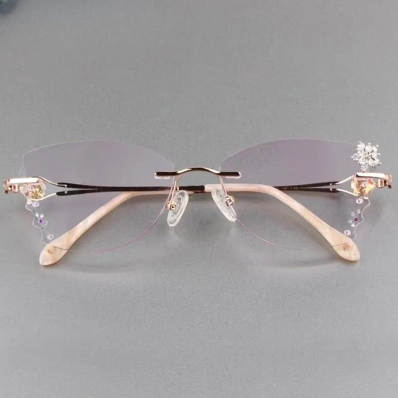 Women's Butterfly Rimless Titanium Prescription Glasses 88301 — view 1 | Rx Spectacle