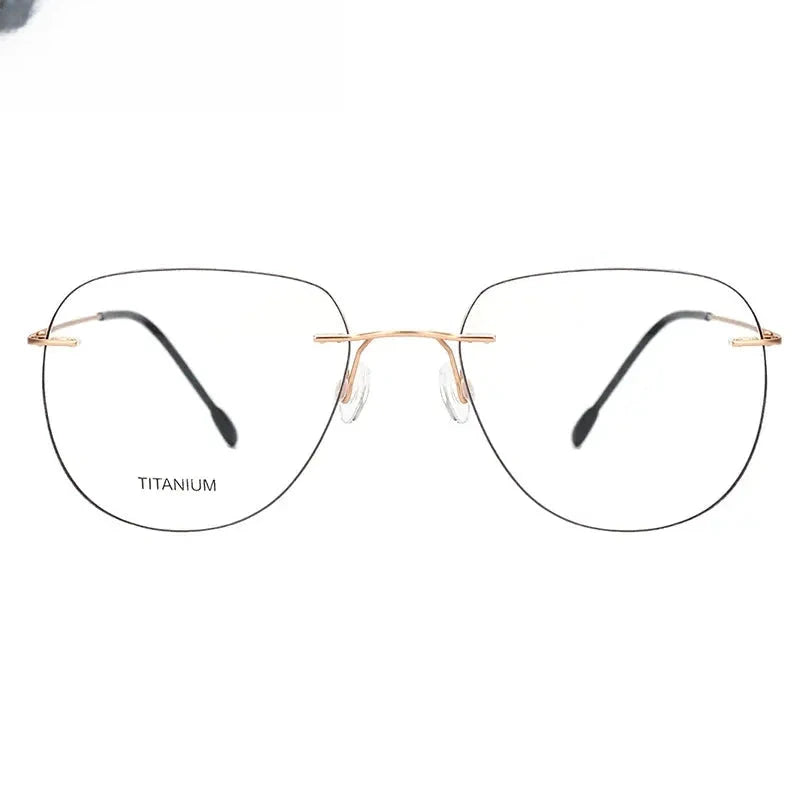 Unisex Oval Rimless Titanium Prescription Glasses Kr05 — view 3 | Rx Spectacle