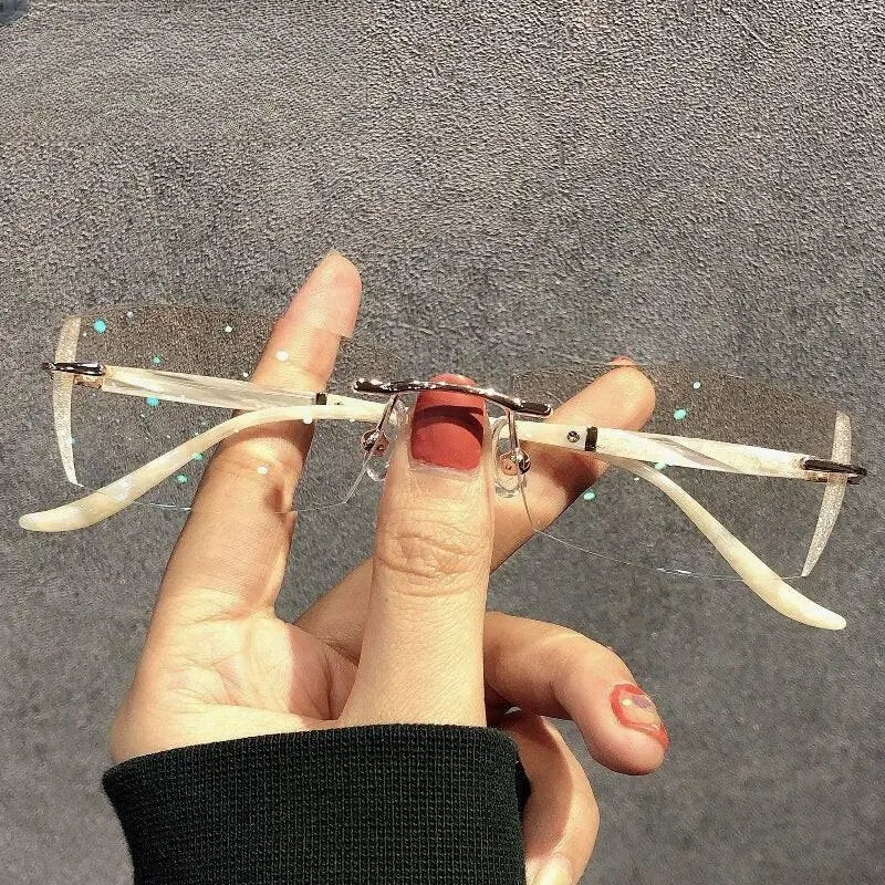 Women's Rectangular Rimless Titanium Prescription Glasses 52025 — view 5 | Rx Spectacle