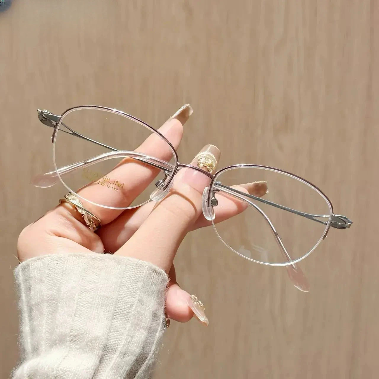 Women's Oval Semi-Rimless Titanium Reading Glasses 637022 — view 6 | Rx Spectacle